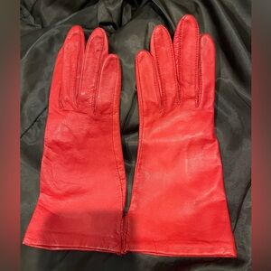 Genuine Leather Elegant Red Leather Gloves Women Sz 7
